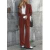 imagePRETTYGARDEN Womens Fall Two Piece Outfits Dressy Blazer Jacket and Wide Leg Pants Pockets Business Casual Office Suit SetsBrown Red