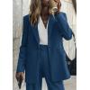imagePRETTYGARDEN Womens Fall Two Piece Outfits Dressy Blazer Jacket and Wide Leg Pants Pockets Business Casual Office Suit SetsDark Blue