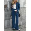 imagePRETTYGARDEN Womens Fall Two Piece Outfits Dressy Blazer Jacket and Wide Leg Pants Pockets Business Casual Office Suit SetsDark Blue