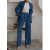 imagePRETTYGARDEN Womens Fall Two Piece Outfits Dressy Blazer Jacket and Wide Leg Pants Pockets Business Casual Office Suit SetsDark Blue