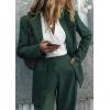 imagePRETTYGARDEN Womens Fall Two Piece Outfits Dressy Blazer Jacket and Wide Leg Pants Pockets Business Casual Office Suit SetsDark Green