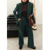imagePRETTYGARDEN Womens Fall Two Piece Outfits Dressy Blazer Jacket and Wide Leg Pants Pockets Business Casual Office Suit SetsDark Green