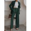 imagePRETTYGARDEN Womens Fall Two Piece Outfits Dressy Blazer Jacket and Wide Leg Pants Pockets Business Casual Office Suit SetsDark Green