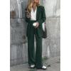 imagePRETTYGARDEN Womens Fall Two Piece Outfits Dressy Blazer Jacket and Wide Leg Pants Pockets Business Casual Office Suit SetsDark Green