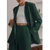 imagePRETTYGARDEN Womens Fall Two Piece Outfits Dressy Blazer Jacket and Wide Leg Pants Pockets Business Casual Office Suit SetsDark Green