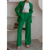 imagePRETTYGARDEN Womens Fall Two Piece Outfits Dressy Blazer Jacket and Wide Leg Pants Pockets Business Casual Office Suit SetsGreen