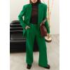 imagePRETTYGARDEN Womens Fall Two Piece Outfits Dressy Blazer Jacket and Wide Leg Pants Pockets Business Casual Office Suit SetsGreen