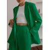 imagePRETTYGARDEN Womens Fall Two Piece Outfits Dressy Blazer Jacket and Wide Leg Pants Pockets Business Casual Office Suit SetsGreen