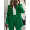 imagePRETTYGARDEN Womens Fall Two Piece Outfits Dressy Blazer Jacket and Wide Leg Pants Pockets Business Casual Office Suit SetsGreen