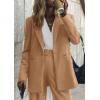imagePRETTYGARDEN Womens Fall Two Piece Outfits Dressy Blazer Jacket and Wide Leg Pants Pockets Business Casual Office Suit SetsKhaki