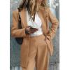 imagePRETTYGARDEN Womens Fall Two Piece Outfits Dressy Blazer Jacket and Wide Leg Pants Pockets Business Casual Office Suit SetsKhaki