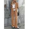 imagePRETTYGARDEN Womens Fall Two Piece Outfits Dressy Blazer Jacket and Wide Leg Pants Pockets Business Casual Office Suit SetsKhaki