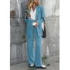 imagePRETTYGARDEN Womens Fall Two Piece Outfits Dressy Blazer Jacket and Wide Leg Pants Pockets Business Casual Office Suit SetsLake Blue