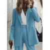 imagePRETTYGARDEN Womens Fall Two Piece Outfits Dressy Blazer Jacket and Wide Leg Pants Pockets Business Casual Office Suit SetsLake Blue