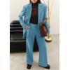 imagePRETTYGARDEN Womens Fall Two Piece Outfits Dressy Blazer Jacket and Wide Leg Pants Pockets Business Casual Office Suit SetsLake Blue