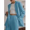 imagePRETTYGARDEN Womens Fall Two Piece Outfits Dressy Blazer Jacket and Wide Leg Pants Pockets Business Casual Office Suit SetsLake Blue