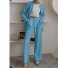 imagePRETTYGARDEN Womens Fall Two Piece Outfits Dressy Blazer Jacket and Wide Leg Pants Pockets Business Casual Office Suit SetsLake Blue