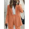 imagePRETTYGARDEN Womens Fall Two Piece Outfits Dressy Blazer Jacket and Wide Leg Pants Pockets Business Casual Office Suit SetsOrange