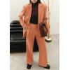 imagePRETTYGARDEN Womens Fall Two Piece Outfits Dressy Blazer Jacket and Wide Leg Pants Pockets Business Casual Office Suit SetsOrange