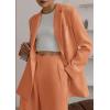imagePRETTYGARDEN Womens Fall Two Piece Outfits Dressy Blazer Jacket and Wide Leg Pants Pockets Business Casual Office Suit SetsOrange