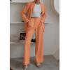 imagePRETTYGARDEN Womens Fall Two Piece Outfits Dressy Blazer Jacket and Wide Leg Pants Pockets Business Casual Office Suit SetsOrange