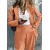 imagePRETTYGARDEN Womens Fall Two Piece Outfits Dressy Blazer Jacket and Wide Leg Pants Pockets Business Casual Office Suit SetsOrange