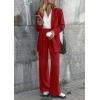 imagePRETTYGARDEN Womens Fall Two Piece Outfits Dressy Blazer Jacket and Wide Leg Pants Pockets Business Casual Office Suit SetsRed