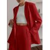 imagePRETTYGARDEN Womens Fall Two Piece Outfits Dressy Blazer Jacket and Wide Leg Pants Pockets Business Casual Office Suit SetsRed