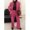 imagePRETTYGARDEN Womens Fall Two Piece Outfits Dressy Blazer Jacket and Wide Leg Pants Pockets Business Casual Office Suit SetsRose Red
