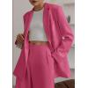 imagePRETTYGARDEN Womens Fall Two Piece Outfits Dressy Blazer Jacket and Wide Leg Pants Pockets Business Casual Office Suit SetsRose Red