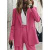 imagePRETTYGARDEN Womens Fall Two Piece Outfits Dressy Blazer Jacket and Wide Leg Pants Pockets Business Casual Office Suit SetsRose Red