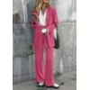 imagePRETTYGARDEN Womens Fall Two Piece Outfits Dressy Blazer Jacket and Wide Leg Pants Pockets Business Casual Office Suit SetsRose Red