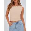 imagePRETTYGARDEN Womens Off The Shoulder Crop Tank Tops 2025 Summer Trendy Casual Sleeveless Ruched Fitted Going Out ShirtsBeige