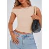 imagePRETTYGARDEN Womens Off The Shoulder Crop Tank Tops 2025 Summer Trendy Casual Sleeveless Ruched Fitted Going Out ShirtsBeige