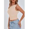 imagePRETTYGARDEN Womens Off The Shoulder Crop Tank Tops 2025 Summer Trendy Casual Sleeveless Ruched Fitted Going Out ShirtsBeige