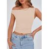 imagePRETTYGARDEN Womens Off The Shoulder Crop Tank Tops 2025 Summer Trendy Casual Sleeveless Ruched Fitted Going Out ShirtsBeige