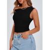 imagePRETTYGARDEN Womens Off The Shoulder Crop Tank Tops 2025 Summer Trendy Casual Sleeveless Ruched Fitted Going Out ShirtsBlack