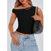 imagePRETTYGARDEN Womens Off The Shoulder Crop Tank Tops 2025 Summer Trendy Casual Sleeveless Ruched Fitted Going Out ShirtsBlack