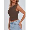 imagePRETTYGARDEN Womens Off The Shoulder Crop Tank Tops 2025 Summer Trendy Casual Sleeveless Ruched Fitted Going Out ShirtsCoffee