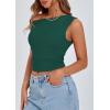 imagePRETTYGARDEN Womens Off The Shoulder Crop Tank Tops 2025 Summer Trendy Casual Sleeveless Ruched Fitted Going Out ShirtsDark Green