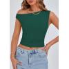 imagePRETTYGARDEN Womens Off The Shoulder Crop Tank Tops 2025 Summer Trendy Casual Sleeveless Ruched Fitted Going Out ShirtsDark Green
