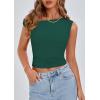 imagePRETTYGARDEN Womens Off The Shoulder Crop Tank Tops 2025 Summer Trendy Casual Sleeveless Ruched Fitted Going Out ShirtsDark Green