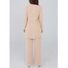 imagePRETTYGARDEN Womens Spring 3 Piece Pajamas Lounge Sets Fall Ribbed Knit Long Cardigan Cropped Tank Tops Wide Leg PantsBeige