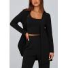 imagePRETTYGARDEN Womens Spring 3 Piece Pajamas Lounge Sets Fall Ribbed Knit Long Cardigan Cropped Tank Tops Wide Leg PantsBlack