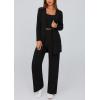 imagePRETTYGARDEN Womens Spring 3 Piece Pajamas Lounge Sets Fall Ribbed Knit Long Cardigan Cropped Tank Tops Wide Leg PantsBlack