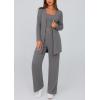 imagePRETTYGARDEN Womens Spring 3 Piece Pajamas Lounge Sets Fall Ribbed Knit Long Cardigan Cropped Tank Tops Wide Leg PantsGrey