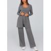 imagePRETTYGARDEN Womens Spring 3 Piece Pajamas Lounge Sets Fall Ribbed Knit Long Cardigan Cropped Tank Tops Wide Leg PantsGrey