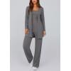 imagePRETTYGARDEN Womens Spring 3 Piece Pajamas Lounge Sets Fall Ribbed Knit Long Cardigan Cropped Tank Tops Wide Leg PantsGrey