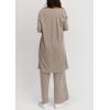 imagePRETTYGARDEN Womens Spring 3 Piece Pajamas Lounge Sets Fall Ribbed Knit Long Cardigan Cropped Tank Tops Wide Leg PantsKhaki
