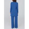imagePRETTYGARDEN Womens Spring 3 Piece Pajamas Lounge Sets Fall Ribbed Knit Long Cardigan Cropped Tank Tops Wide Leg PantsRoyal Blue